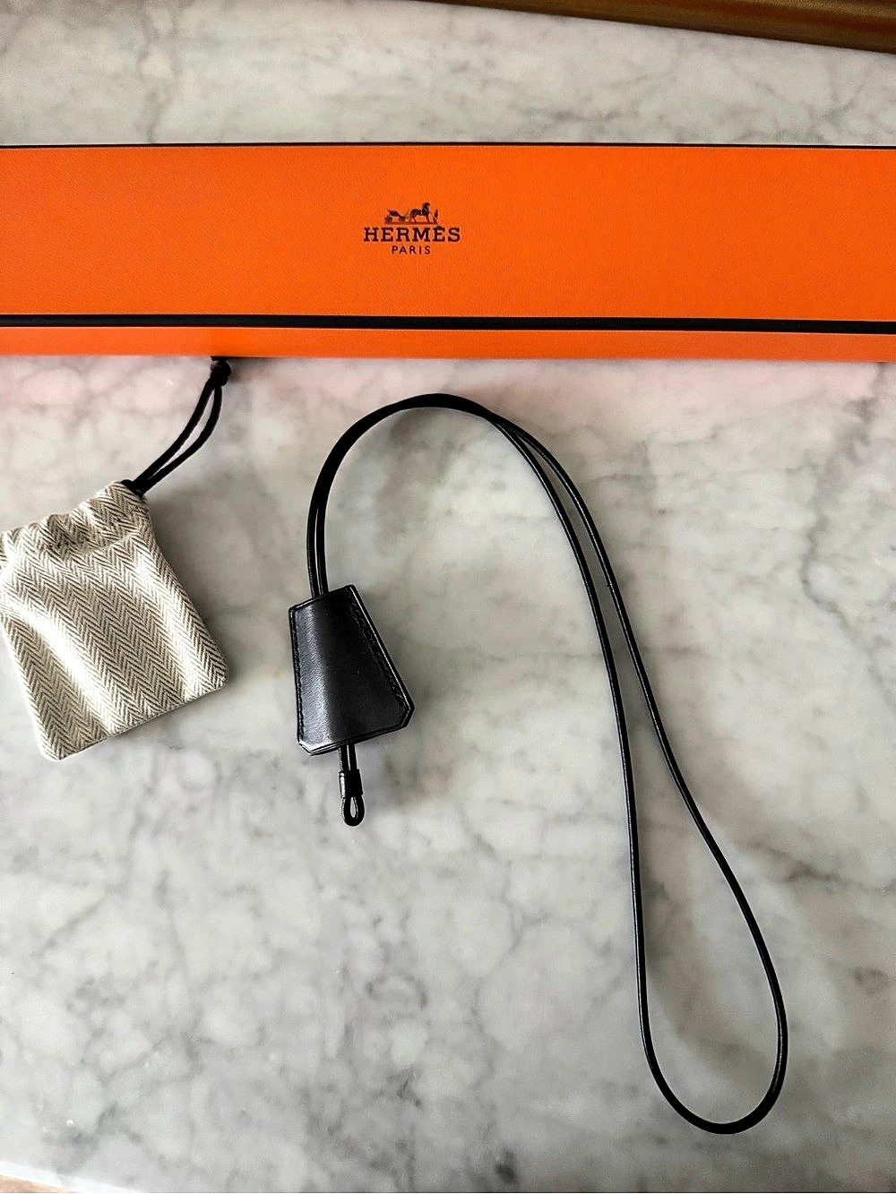 Hermès Leather Clochette in Black